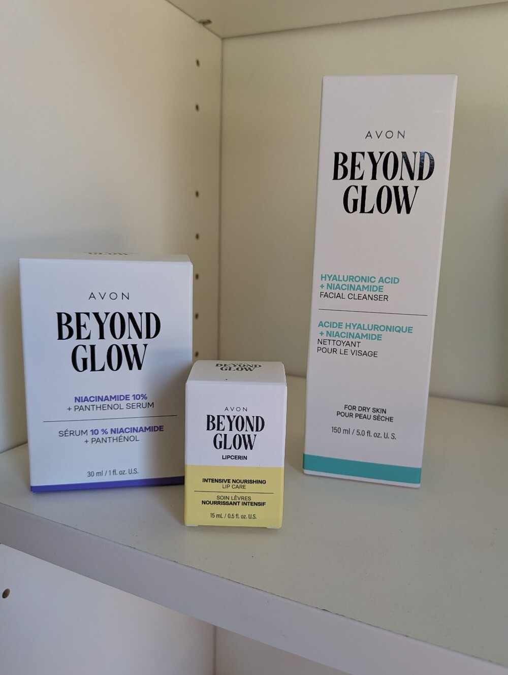 Avon Beyond Glow Hyaluronic Acid+ Cleanser, Niacinamide Serum, Intensive LipCare